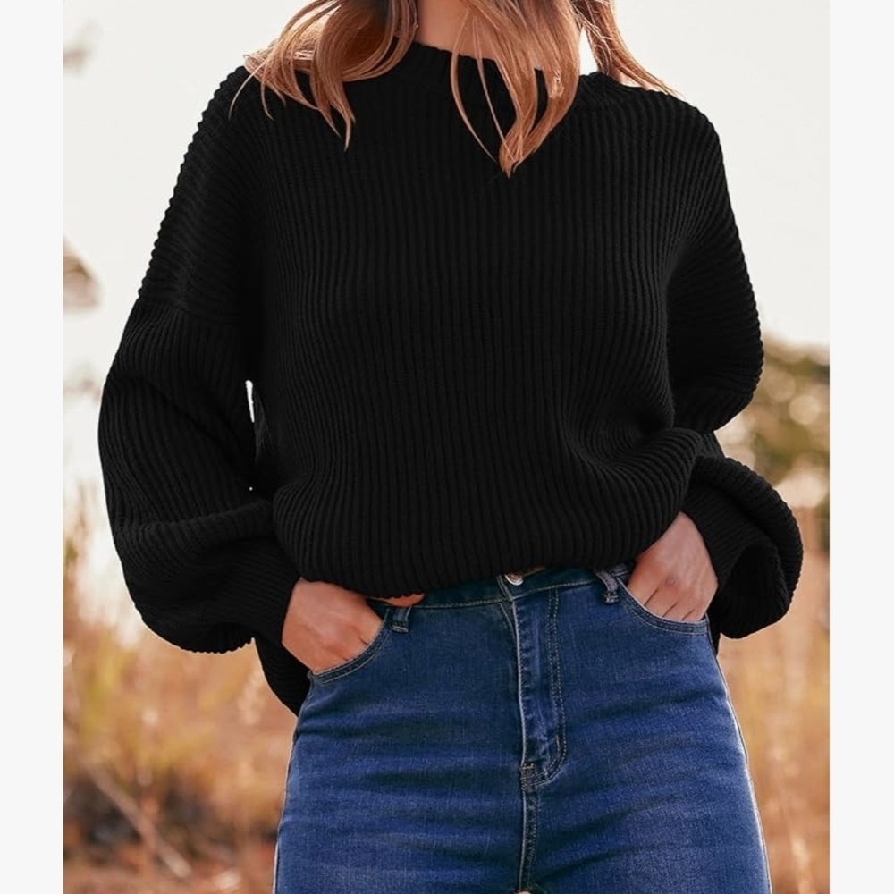 Black Ribbed Women's Sweater